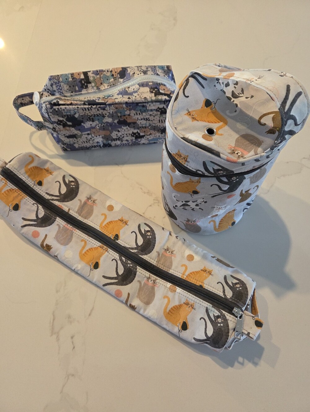 Cat Print Yarn Crochet And Knitting Storage Set